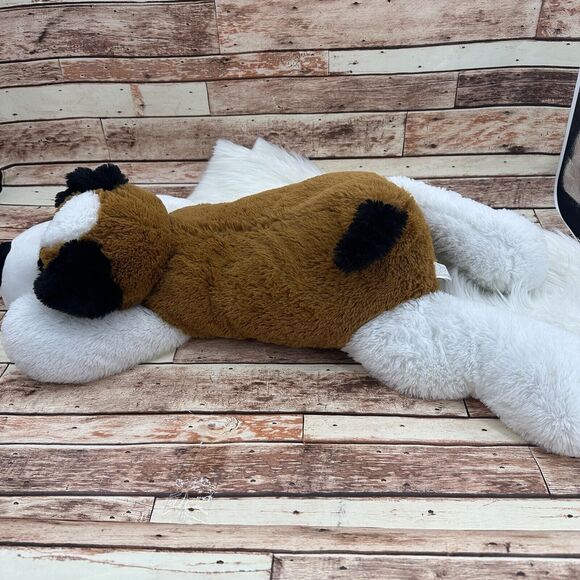 Best Made XL Large St Bernard Laying Down Dog Plush Brown White Floppy Beethoven - Picture 7 of 8